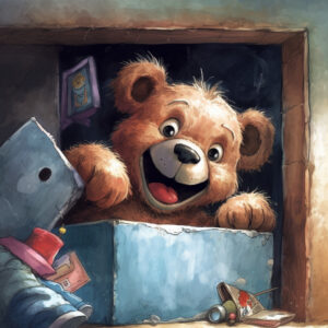 Der freche Teddybär: Liebevolle Illustration für Kinder.