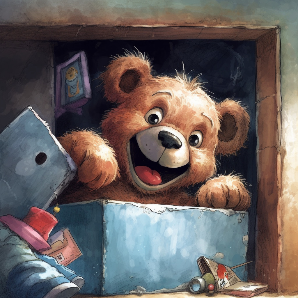 Der freche Teddybär: Liebevolle Illustration für Kinder.