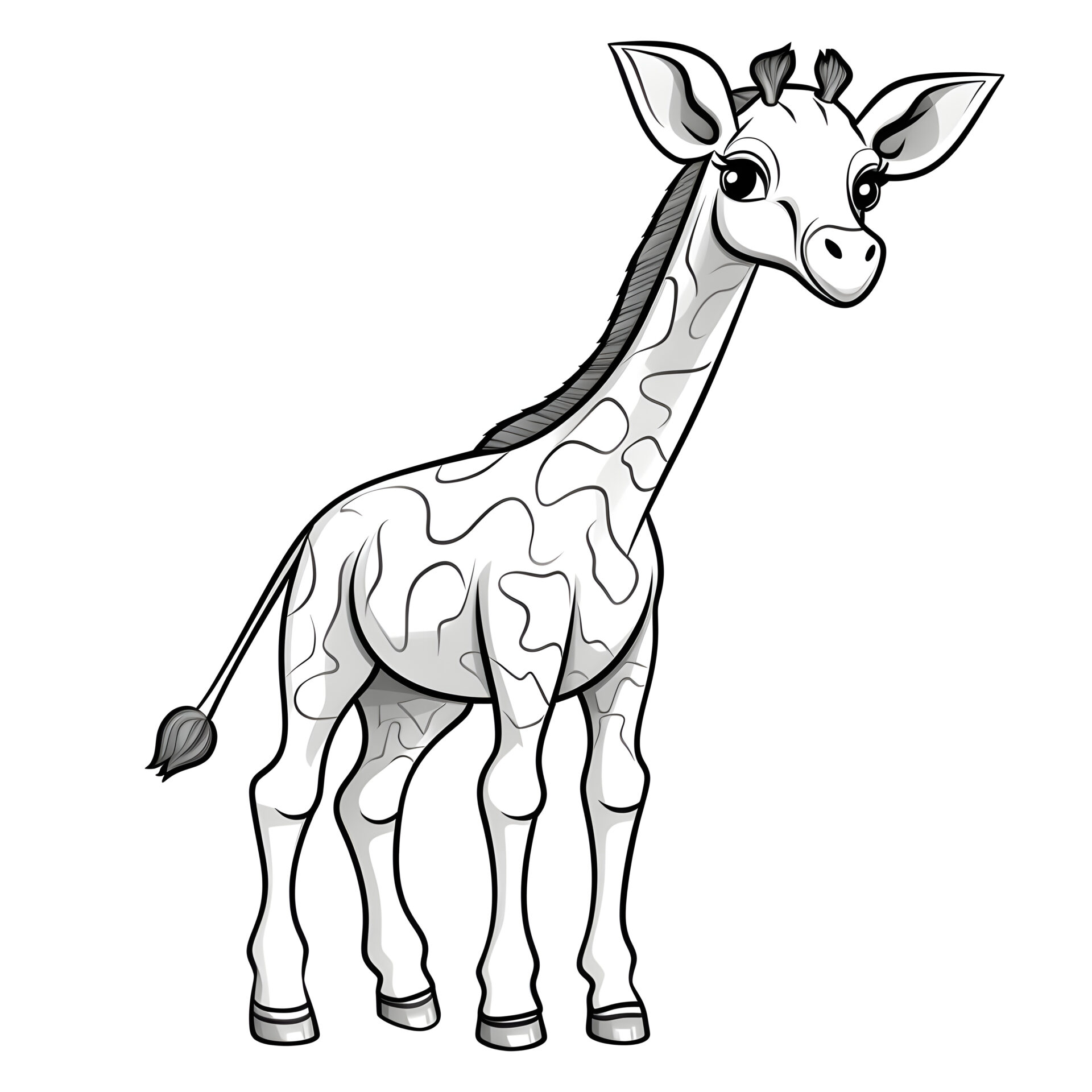 Eine sehr einfache Cartoon-Giraffe in einem Malbuch für Kinder: Liebevolle Illustration für Kinder.
