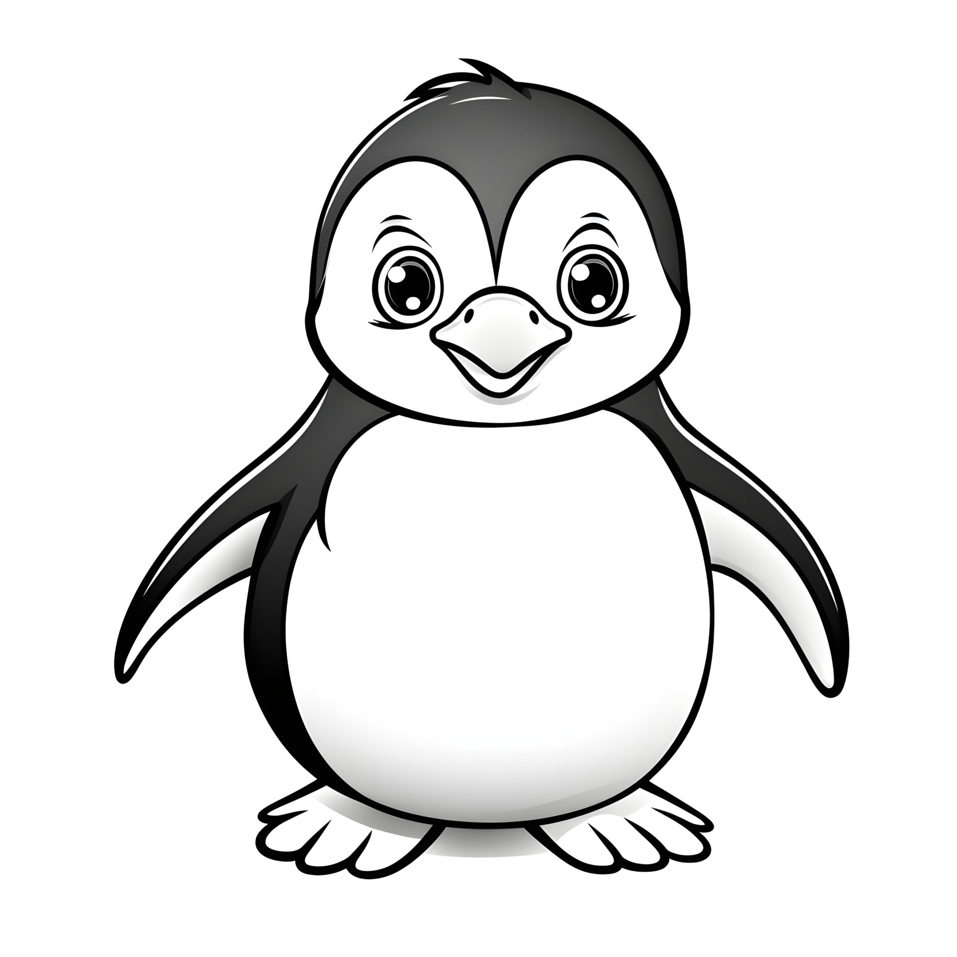 Ein sehr einfacher Cartoon-Pinguin in einem Malbuch für Kinder: Liebevolle Illustration für Kinder.