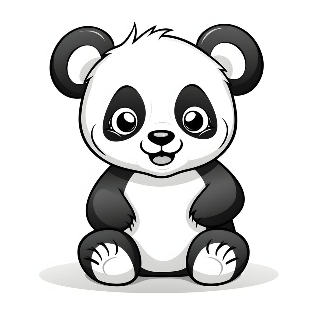 Ein süßer Cartoon-Panda in einer Zeichenvorlage für Kinder: Liebevolle Illustration für Kinder.