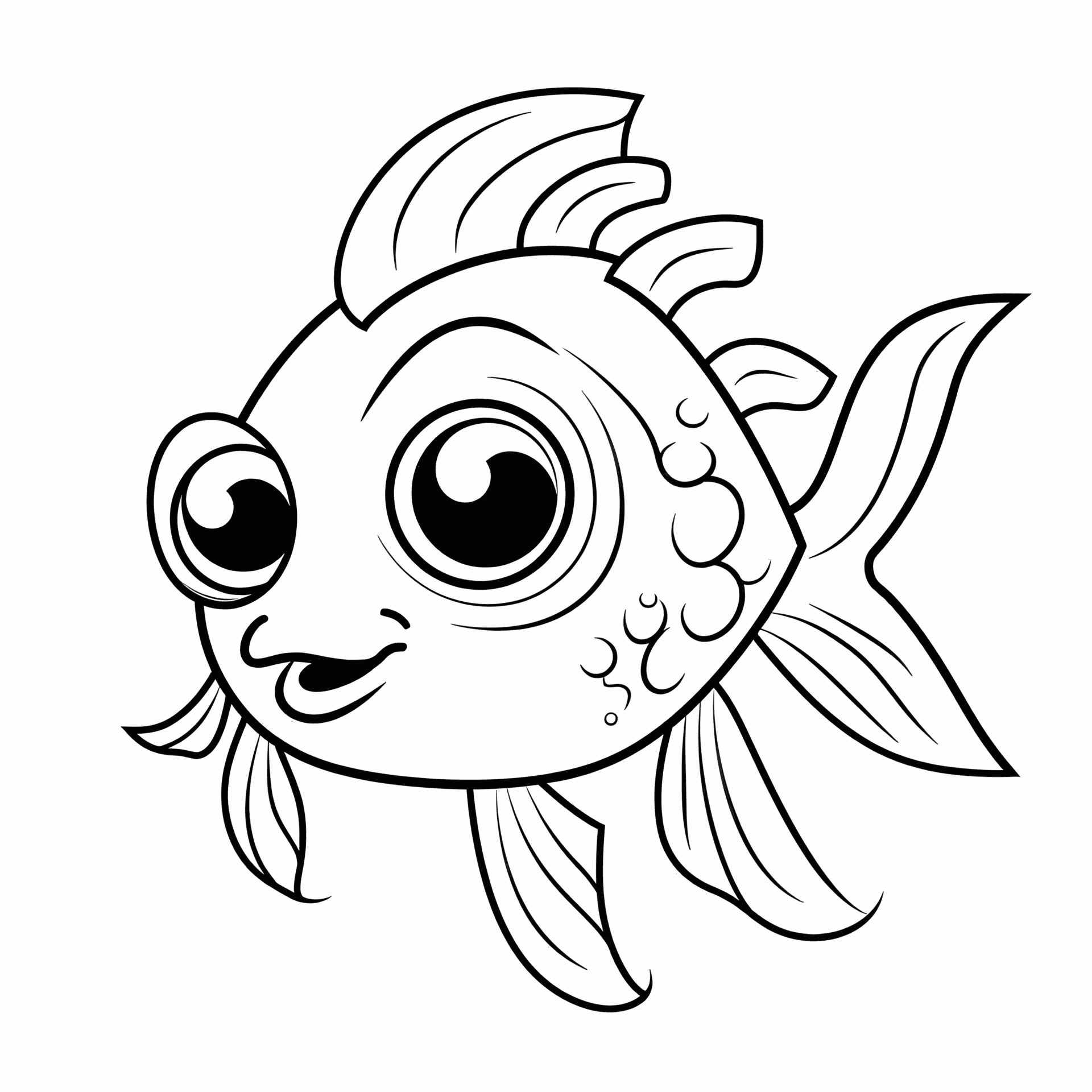 Ein einfaches Ausmalbild für ein 5-jähriges Kind mit einem Fischmotiv: Liebevolle Illustration für Kinder.