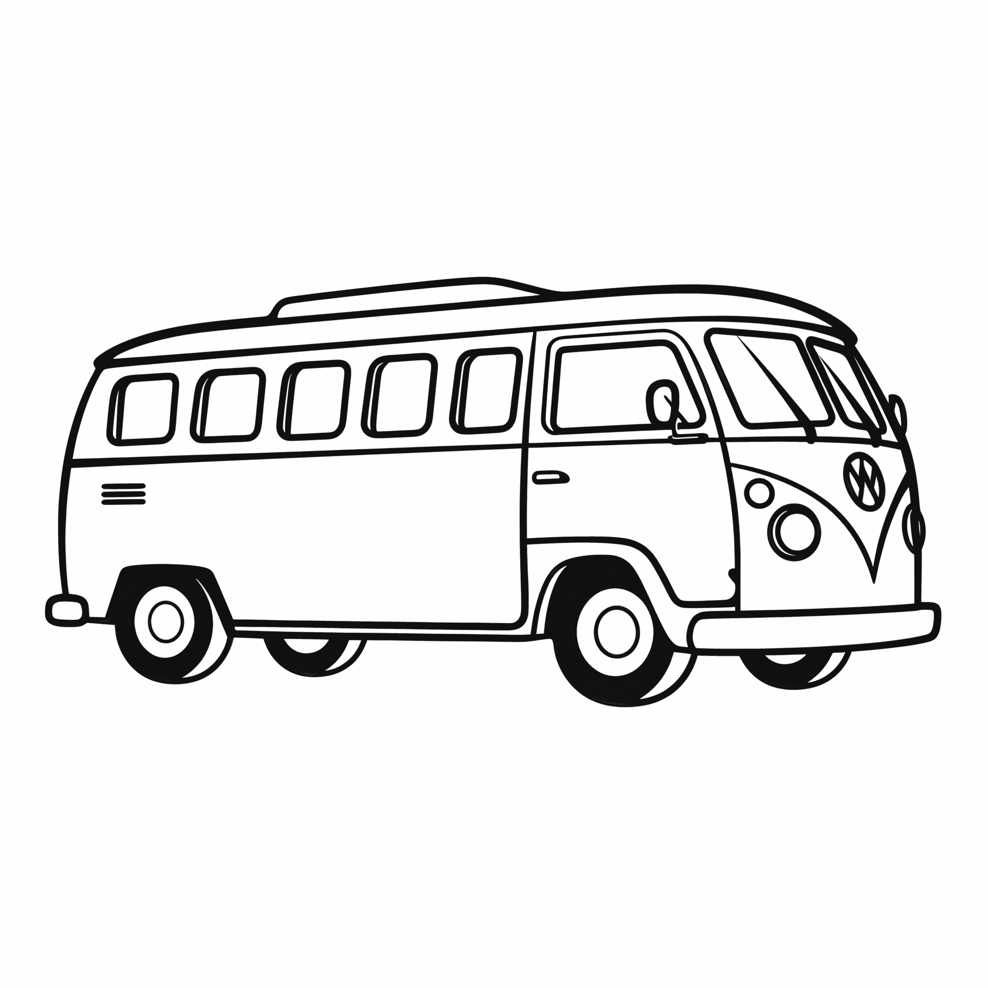 Ein Bus auf der Straße: Liebevolle Illustration für Kinder.