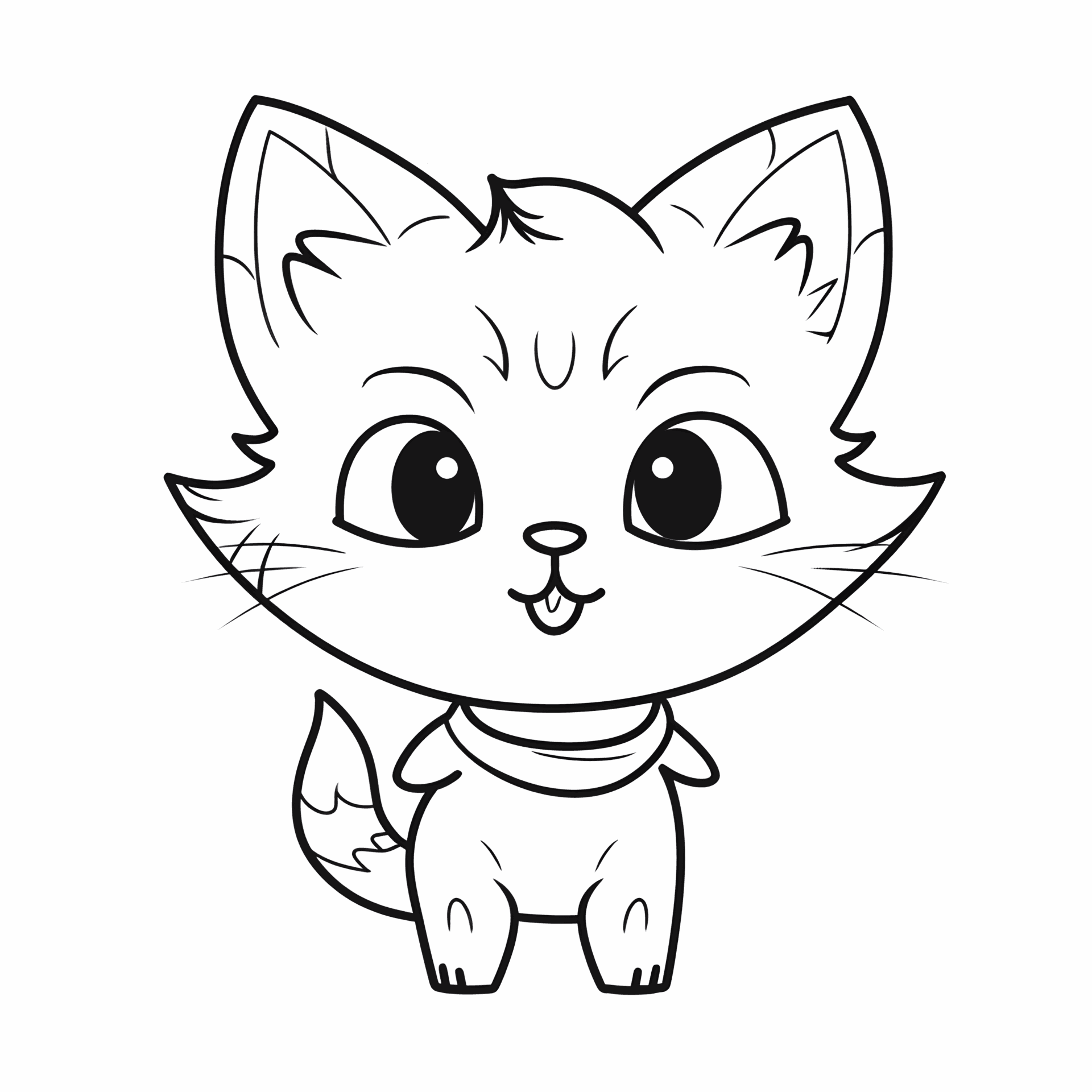 Einfache Ausmalseite für 5-jährige Kinder mit einer niedlichen Katze: Liebevolle Illustration für Kinder.