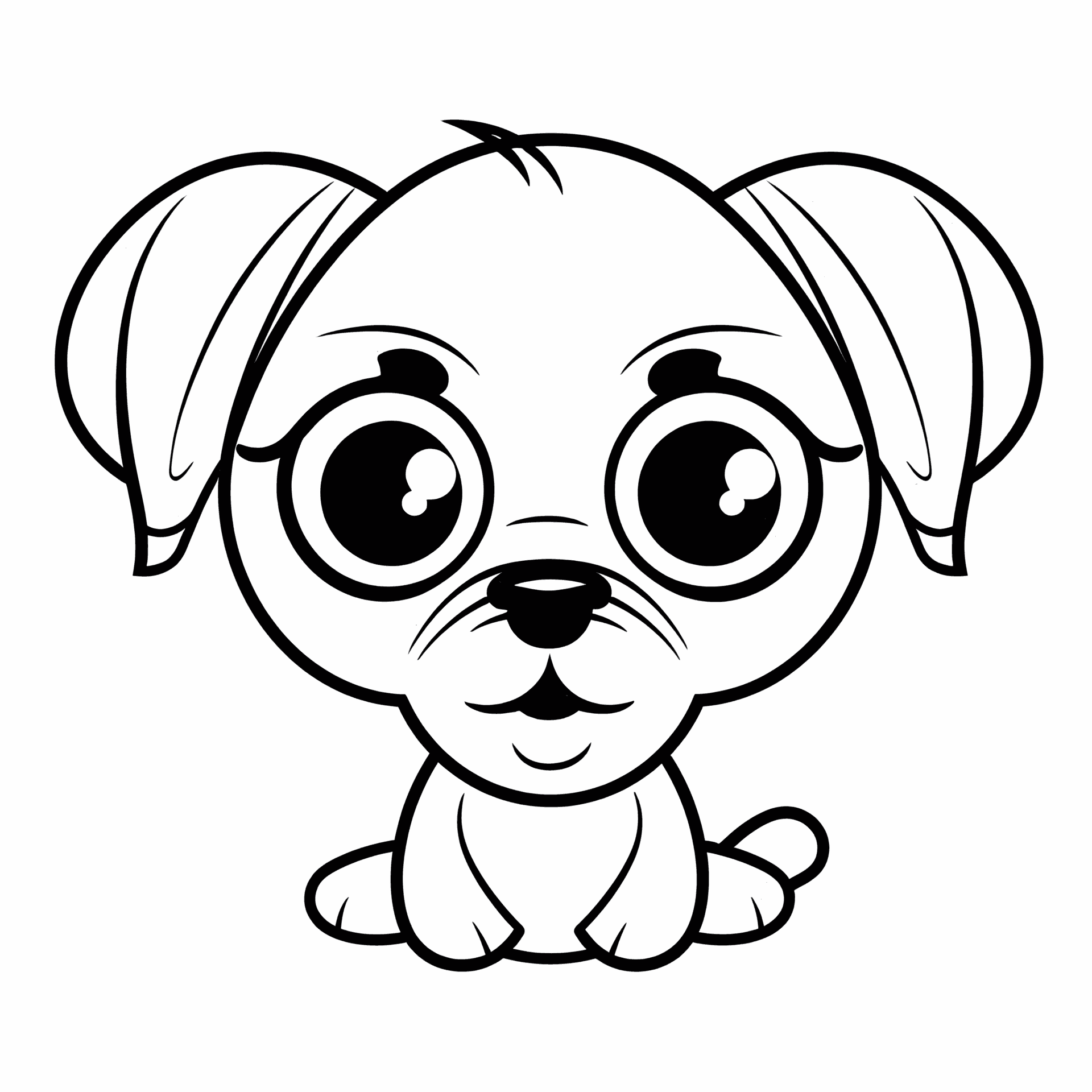 Ein einfaches Ausmalbild für ein 5-jähriges Kind mit einem niedlichen Hund.: Liebevolle Illustration für Kinder.
