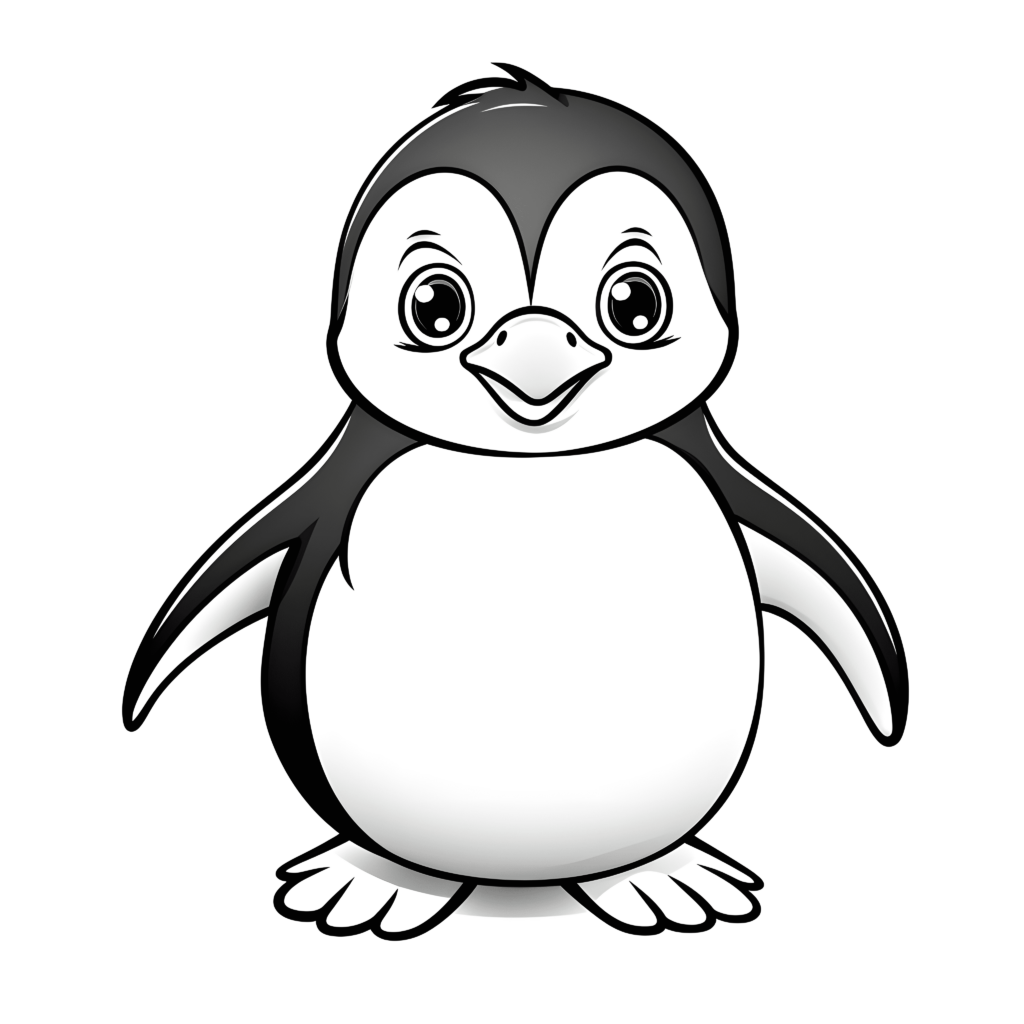 Ein einfacher Cartoon-Pinguin: Liebevolle Illustration für Kinder.
