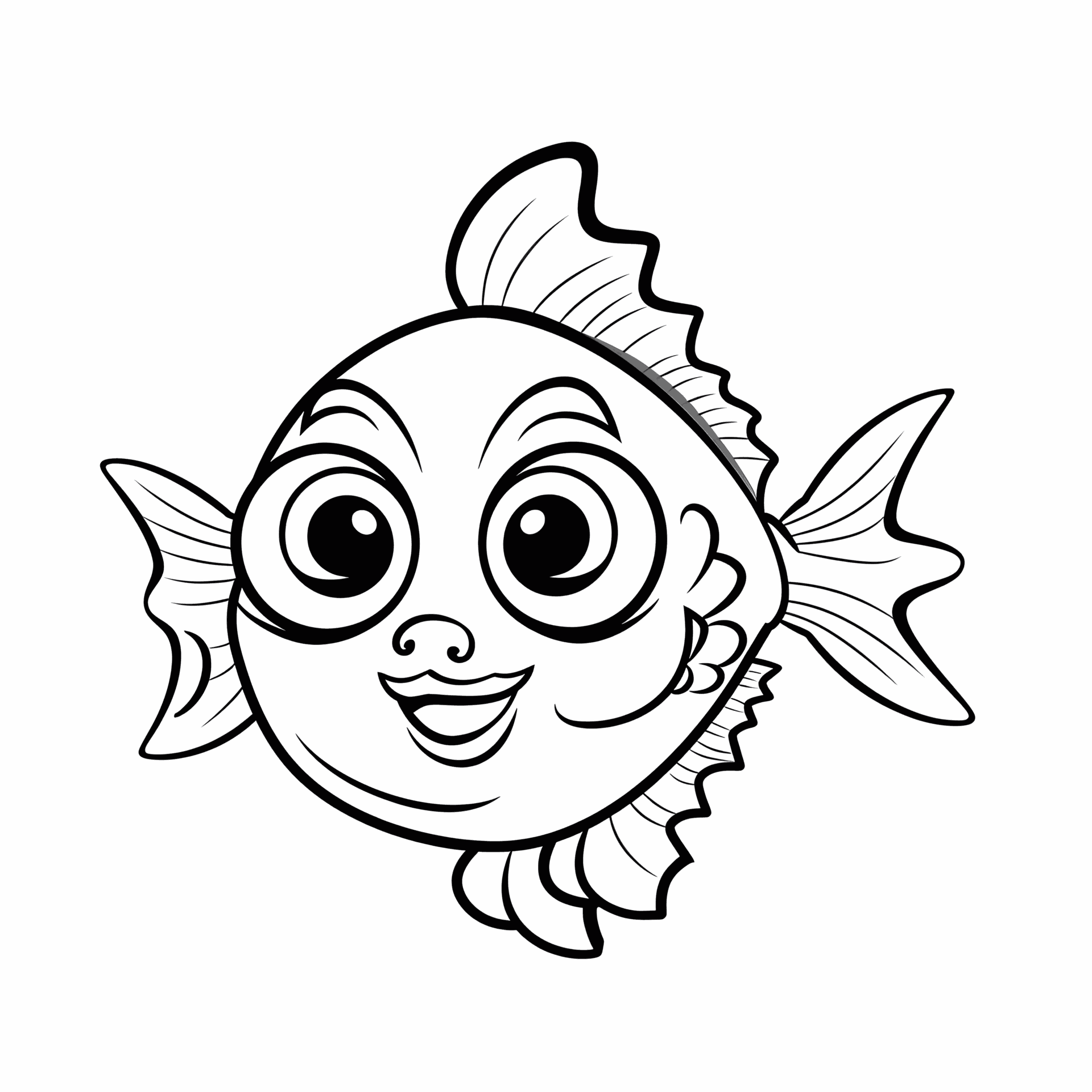 Ausmalbild eines Fisches für Kinder: Liebevolle Illustration für Kinder.