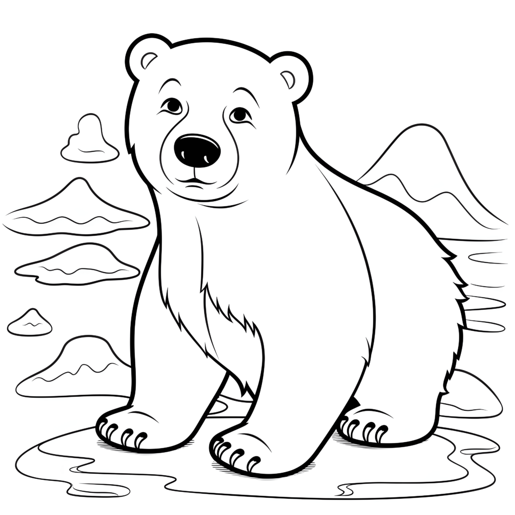 Ein sehr einfacher Cartoon-Eisbär: Liebevolle Illustration für Kinder.