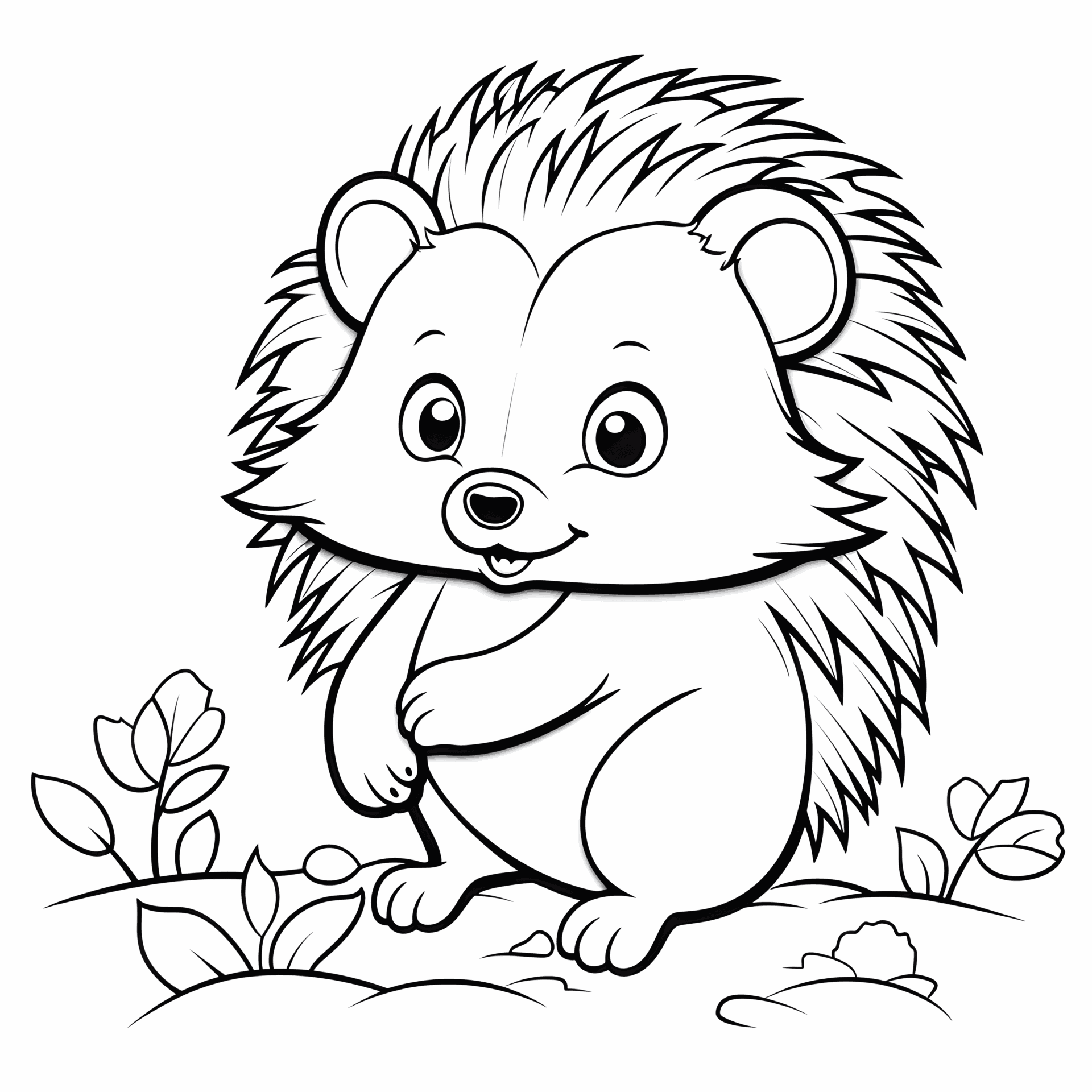 Ein sehr einfacher Cartoon-Igel in einem Ausmalbuch für Kinder: Liebevolle Illustration für Kinder.