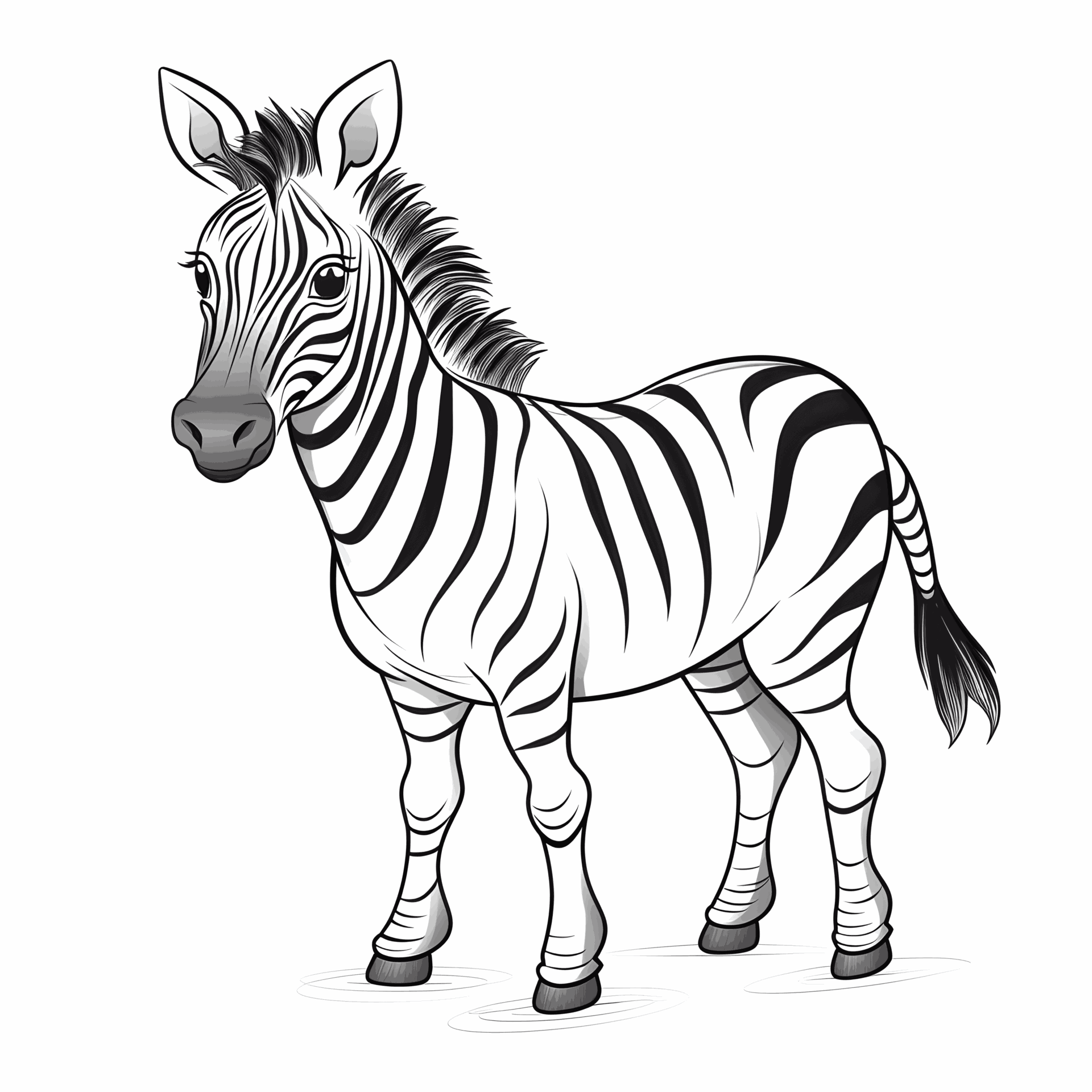 Ein sehr einfaches Cartoon-Zebra in einem Malbuch für Kinder: Liebevolle Illustration für Kinder.
