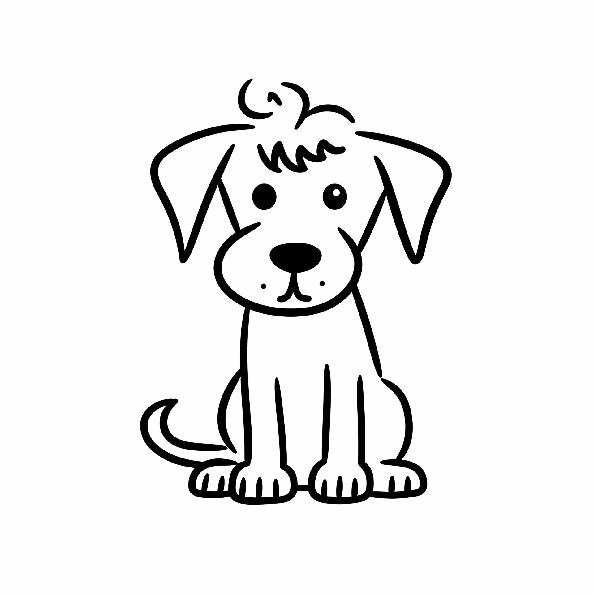 Schwarze und weiße Linienkunst eines niedlichen Hundewelpen