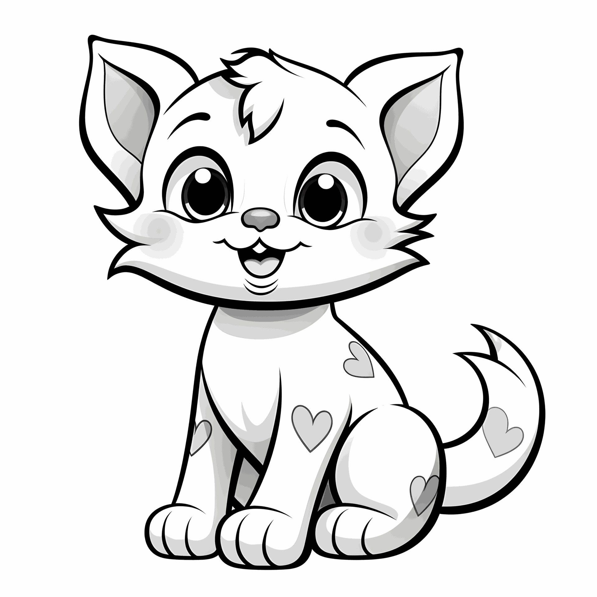 Eine sehr einfache Cartoon-Katze in einem Malbuch für Kinder: Liebevolle Illustration für Kinder.