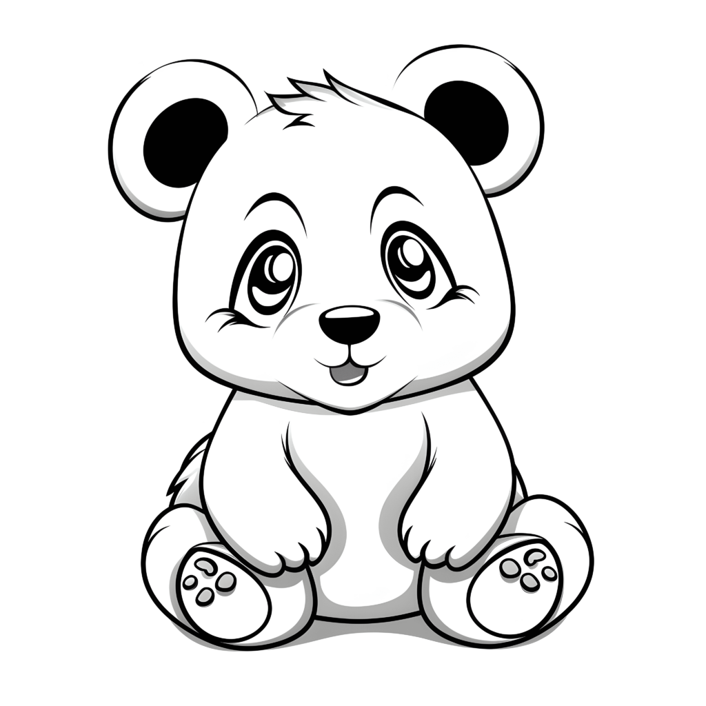 Ein sehr einfacher Cartoon-Panda in einem Malbuch: Liebevolle Illustration für Kinder.