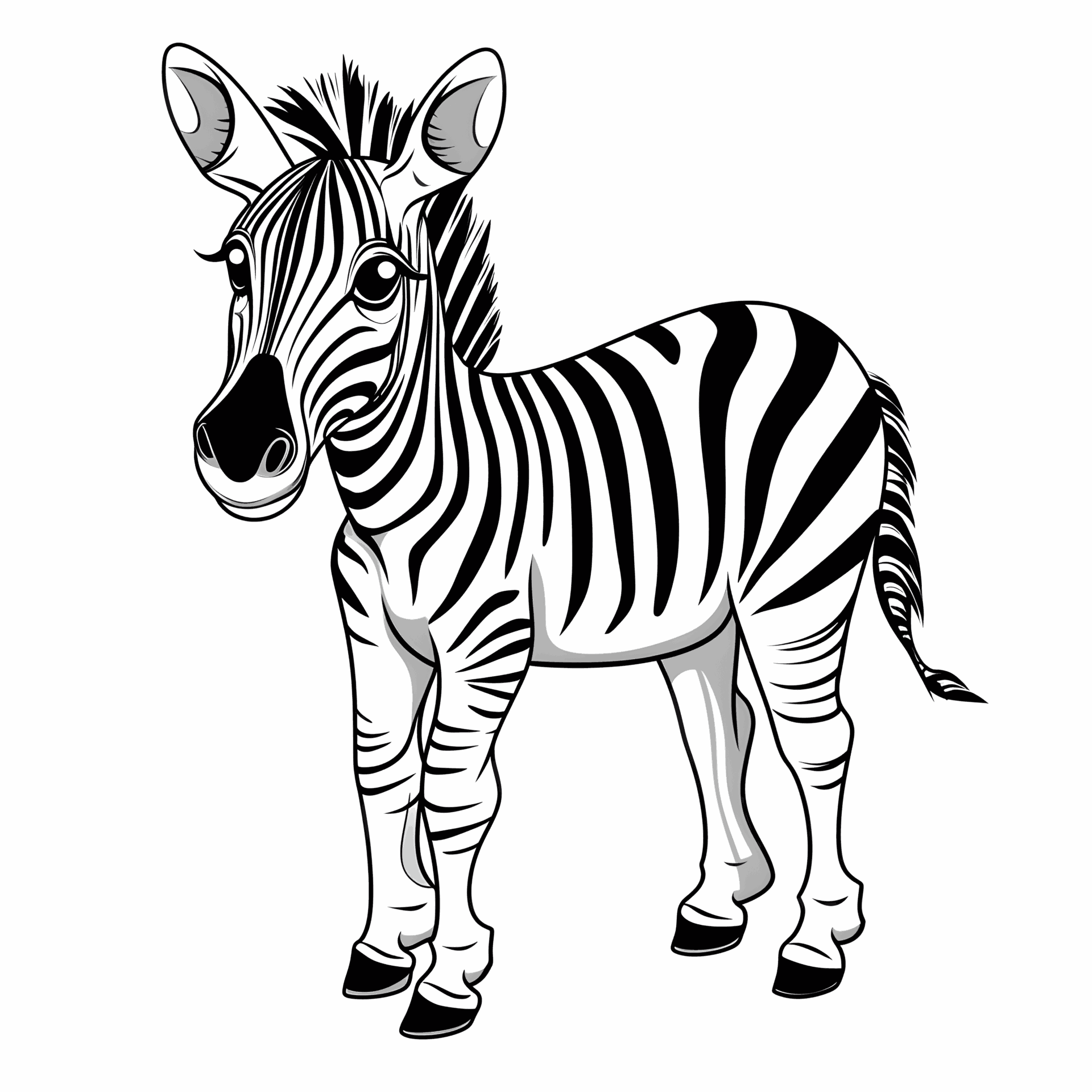 Ein sehr einfaches Cartoon-Zebra in einem Malbuch für Kinder: Liebevolle Illustration für Kinder.