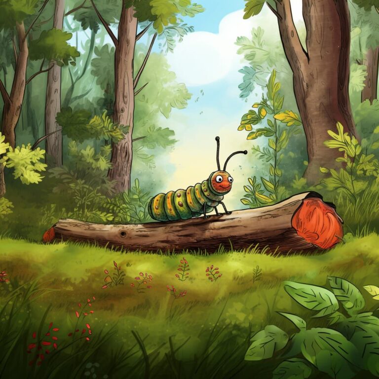 Eine kleine Raupe im Wald.