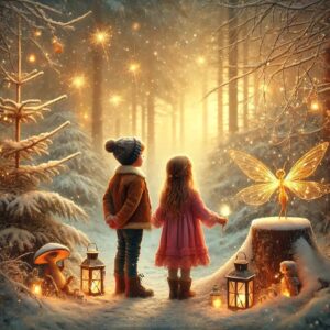 Der Zauber des Neujahrsfunken: Liebevolle Illustration für Kinder.