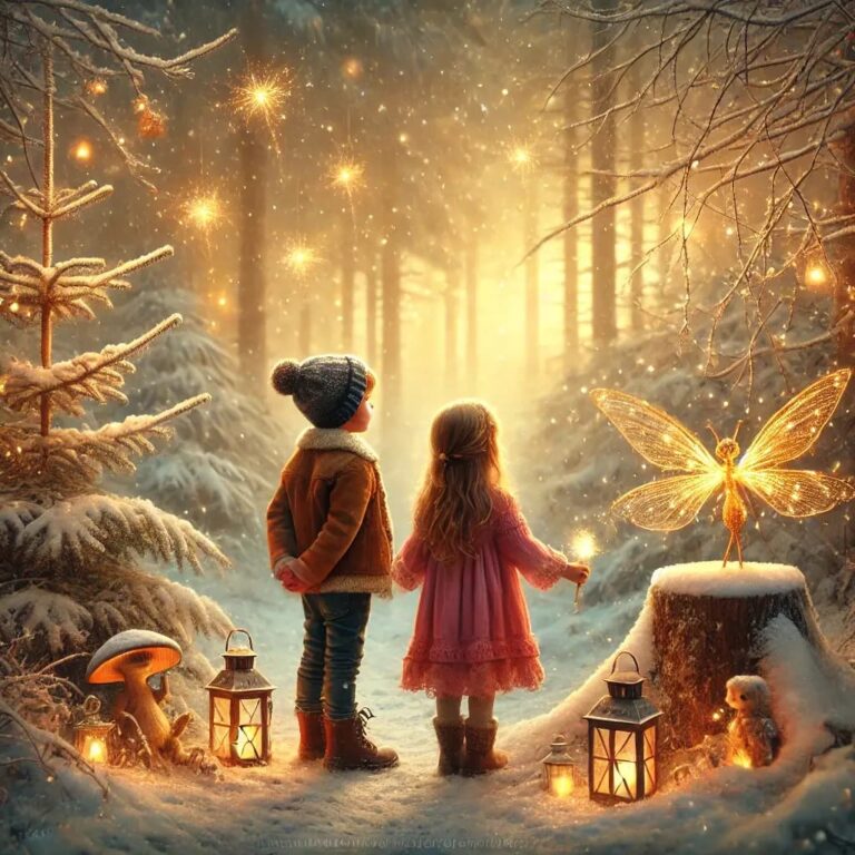 Der Zauber des Neujahrsfunken: Liebevolle Illustration für Kinder.