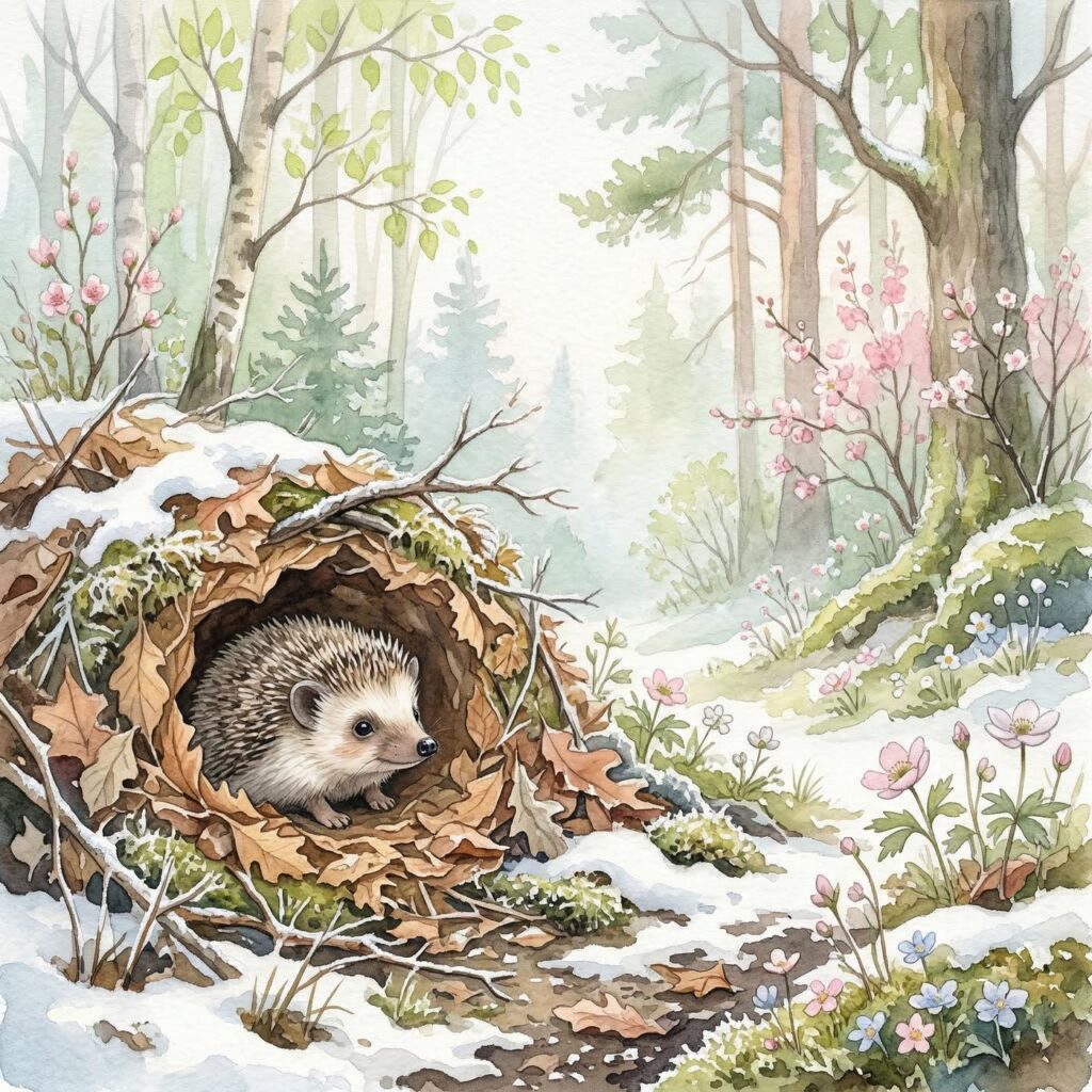 Igelin Ida schaut neugierig aus ihrem Winterversteck in den Frühling
