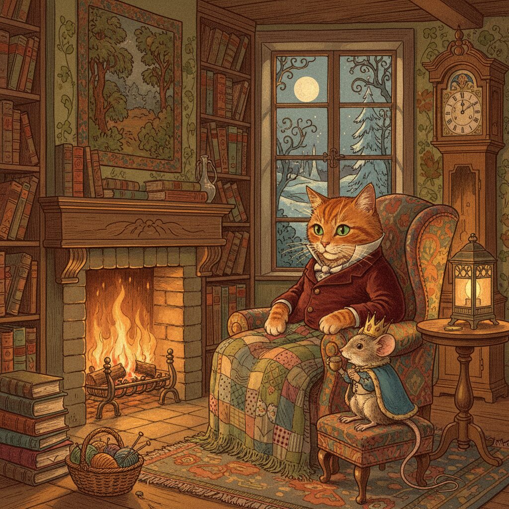Katze und Maus in Gesellschaft –  (Original Version): Liebevolle Illustration für Kinder.