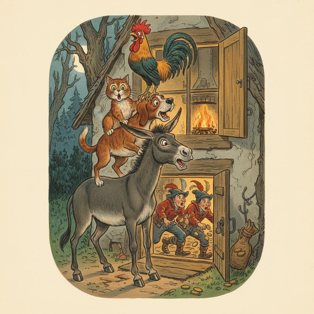 Die Bremer Stadtmusikanten –  (Original Version): Liebevolle Illustration für Kinder.